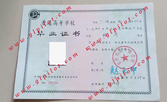 1995年重庆民族专修学校毕业证样本图片