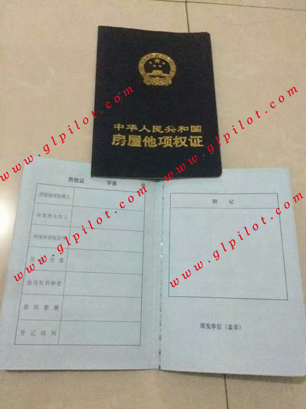 中华人民共和国房屋他项权证样本图片