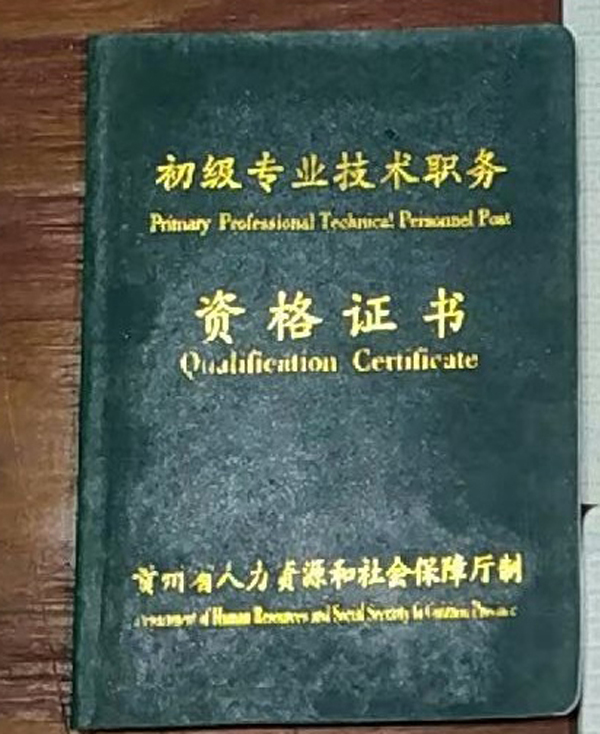 贵州初级专业技术职务资格证样本_模板_图片