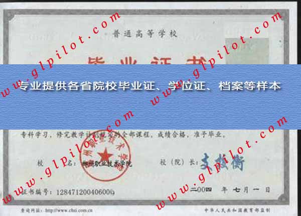 2004年郴州职业技术学院毕业证样本_模板_图片