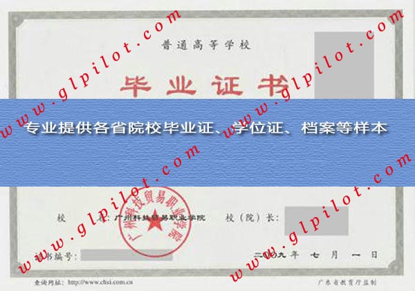 2009年广州科技贸易职业学院毕业证样本_模板_图片