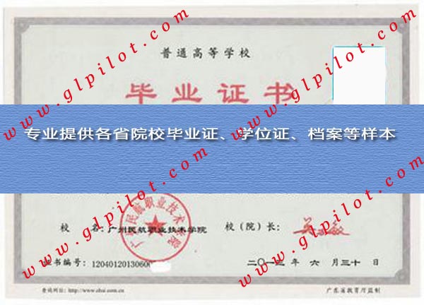 2013年广州民航职业技术学院毕业证样本_模板_图片