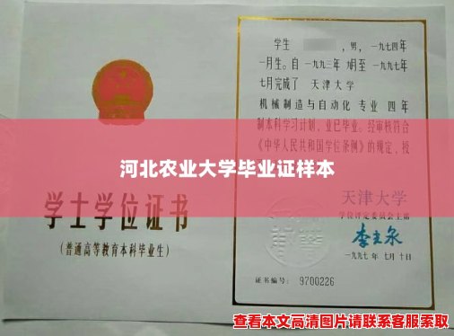 河北农业大学毕业证样本