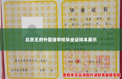 北京王府外国语学校毕业证样本展示