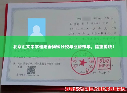 北京汇文中学朝阳垂杨柳分校毕业证样本，隆重揭晓！