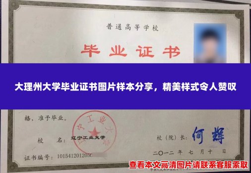 大理州大学毕业证书图片样本分享，精美样式令人赞叹