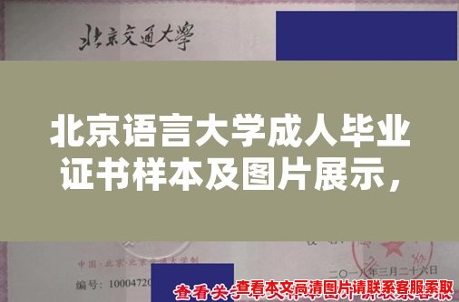 北京语言大学成人毕业证书样本及图片展示，助您了解证书样貌